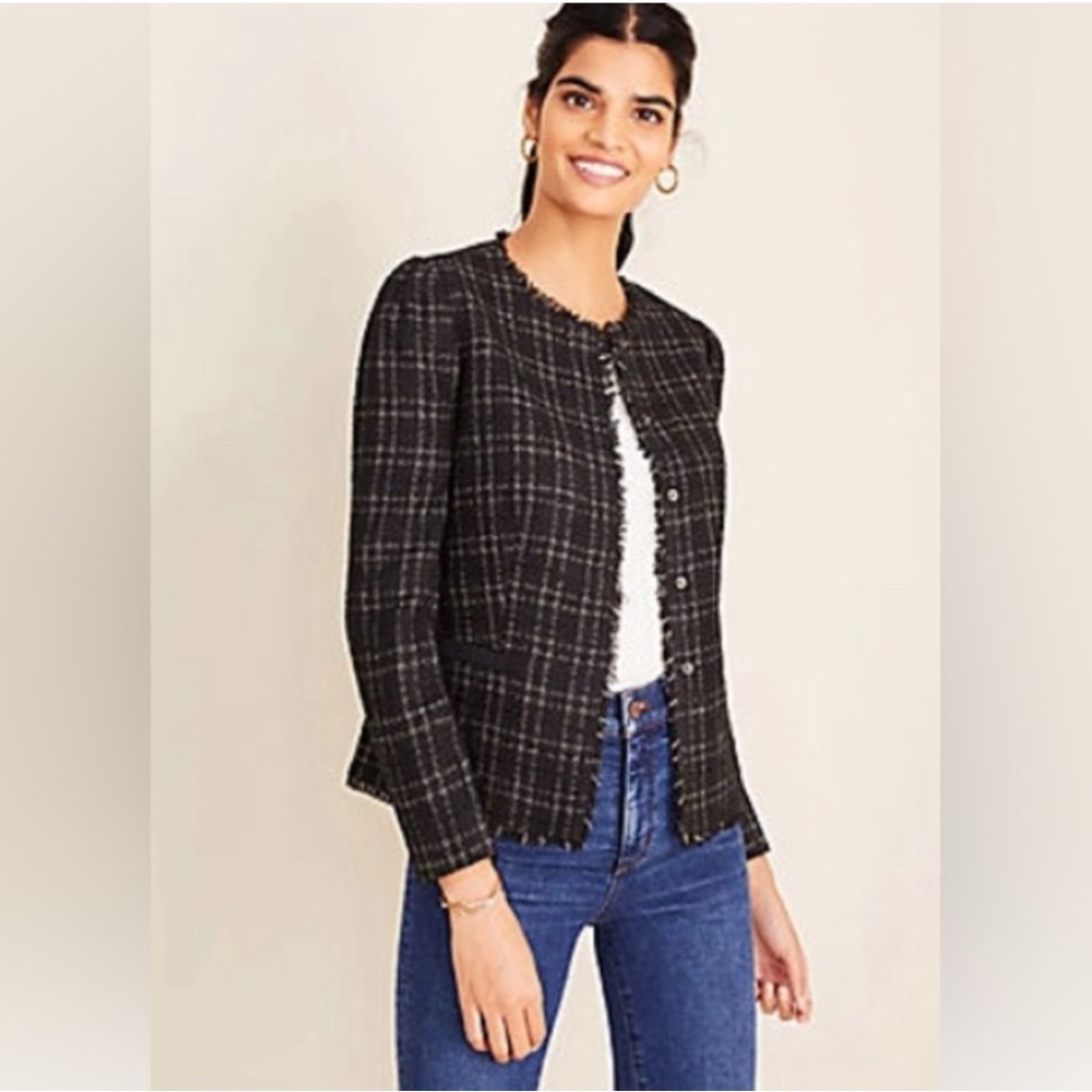 Ann Taylor Tweed Blazer (black & gold) 6T